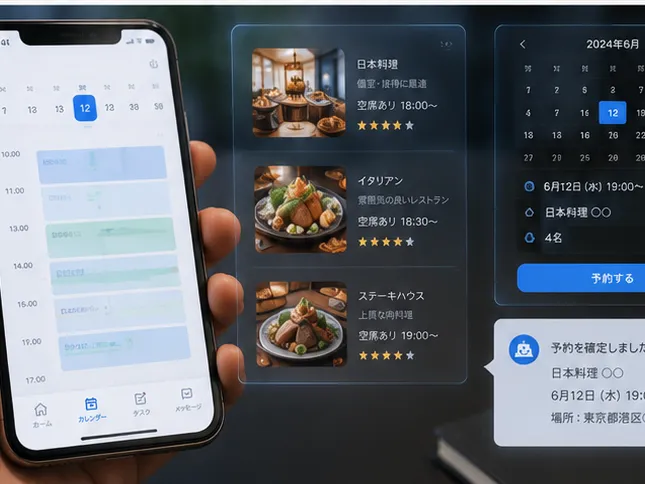 会食候補と予約段取りが整理されるイメージ
